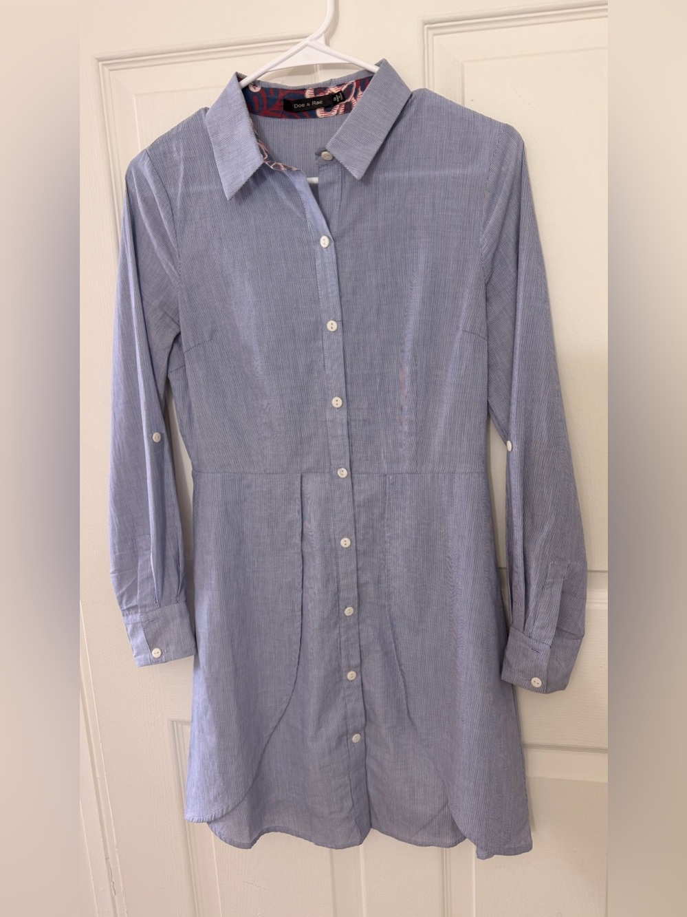 Doe & Rae Pale Blue Button-Down Shirt Dress
